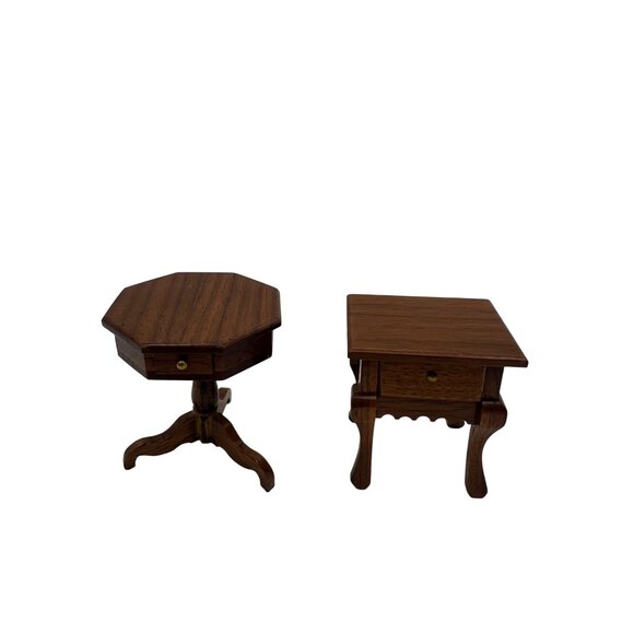 Wood Dollhouse Corner Cabinet, Chest & 2 Side Tables Vintage Lot Unmarked 1:12 - Picture 6 of 8